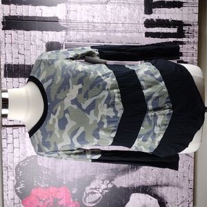 Glitzy Girlz Army Fatigue Mixed Media Top